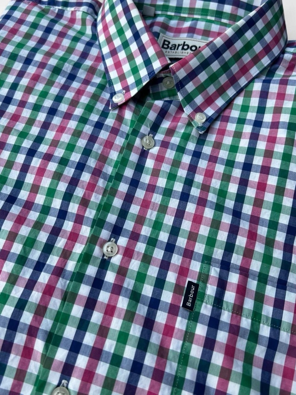 Barbour Men’s Check Button-Down Shirt - Pink, Green & Blue USA XL